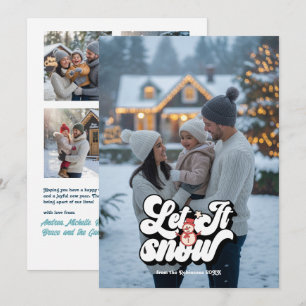 Cartão De Festividades "Deixe Nevar" Colagem de Fotos de Natal Retrô