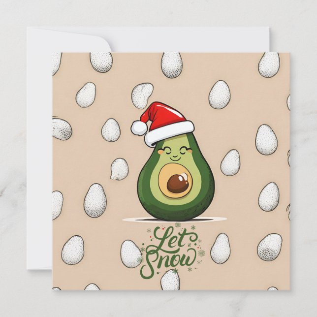Cartão De Festividades Deixe nevar Engraçado Natal Avocado em Santa Hat (Frente)