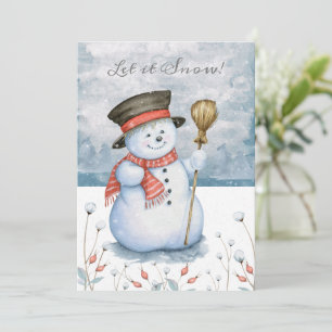 Cartão De Festividades Deixe nevar Feliz Natal Snowman Personalizado
