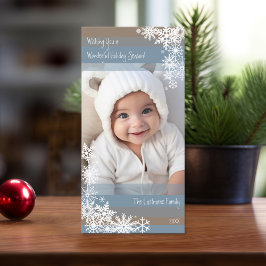 Cartão De Festividades Deixe Nevar - Foto Vertical com Flocos de Neve