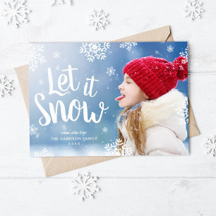 Cartão De Festividades Deixe-o nevar Floco de fotos em flocos de neve p