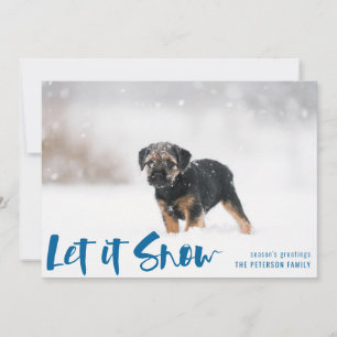 Cartão De Festividades Deixe-o nevar, inverno, foto brilhante, azul