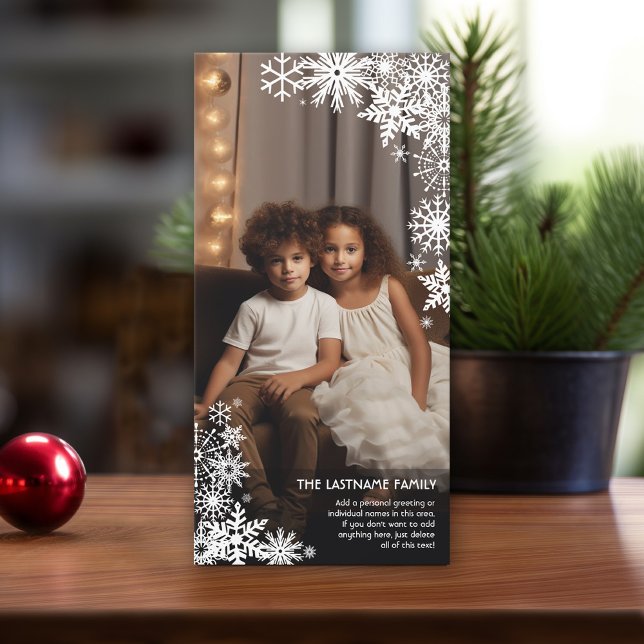 Cartão De Festividades Deixe-O Neve! 1 Foto Vertical Winter (Add 1 Photo to this online Christmas Card with 1 Photo)