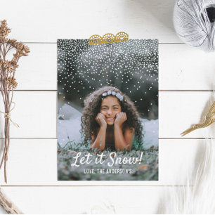 Cartão De Festividades Deixe-O Neve! Natal da Foto Moderna