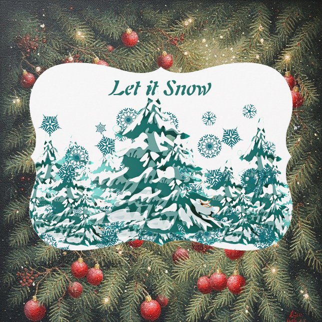 Cartão De Festividades Deixem nevar a floresta natalícia (Let it Snow Winter Christmas Woodland Custom Holiday Card)