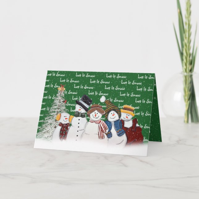 Cartão De Festividades Deixem Neve Neves Em Verde (Frente)