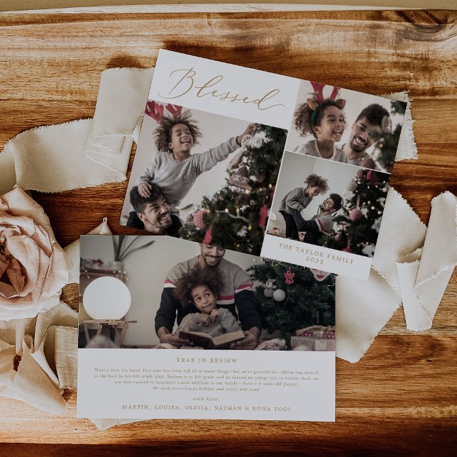 Cartão De Festividades Delicar a Dourada Bênção da Newsletter de Natal de (Criador carregado)