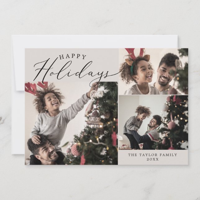 Cartão De Festividades Delicar Greige Feliz Feriados 4 Newsletter Fotográ (Frente)