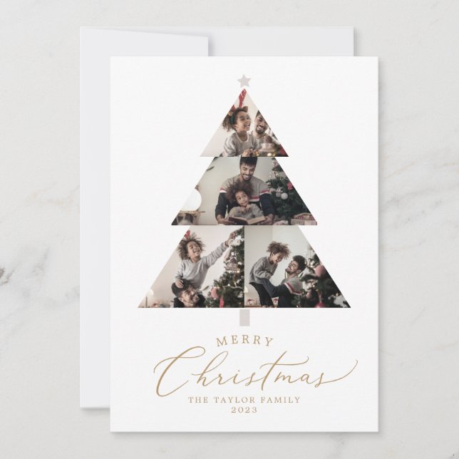 Cartão De Festividades Delicar Notícias de Foto da Árvore de Natal 5 Dour (Frente)