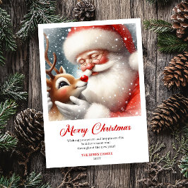 Cartão De Festividades Delightful Santa With Rudolph Fun Christmas Cards