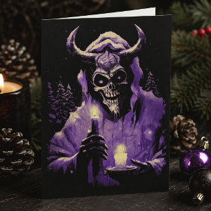 Cartão De Festividades Demoníaco Chifre de Caveira Gótico Natal Terror