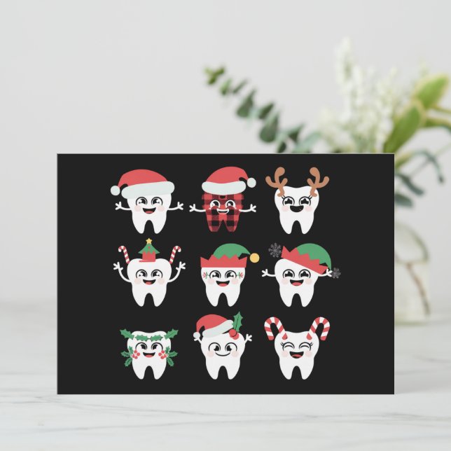Cartão De Festividades Dentes de Natal Divertidos Dentista Natal  (Em pé/Frente)