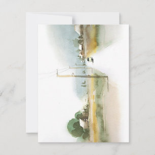 Cartão De Festividades Descendo A Faixa Em Aquarelas