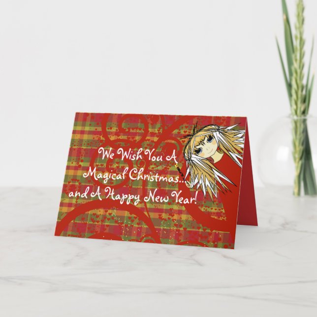 Cartão De Festividades Desejamos-Lhe Um Natal Mágico... e Um Feliz. (Frente)