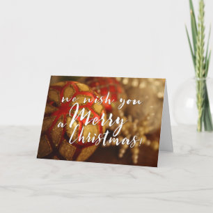 Cartão De Festividades Desejamos-lhe uma fotografia de Natal feliz
