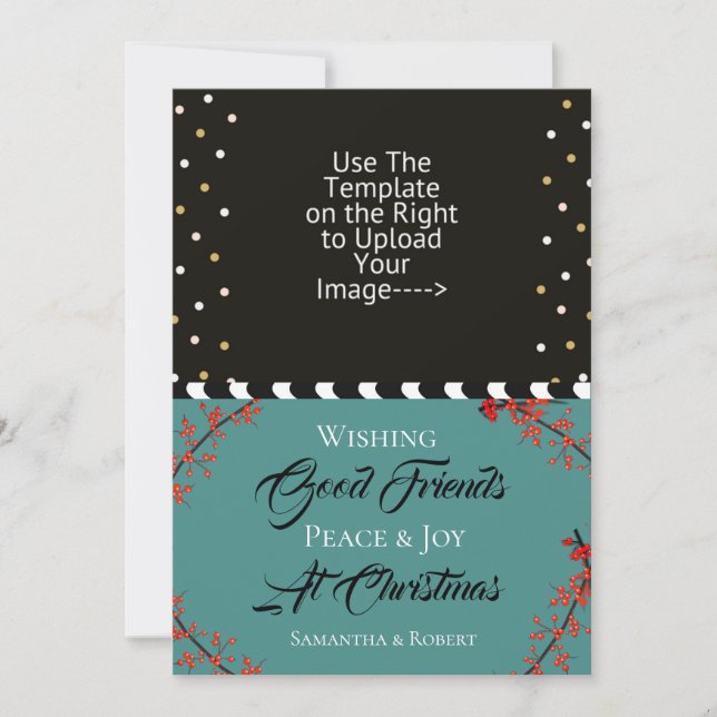 Cartão De Festividades Desejando aos bons amigos paz e alegria no Natal - (Frente)