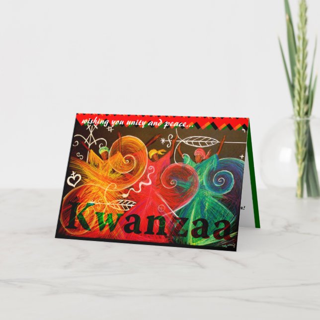 Cartão De Festividades desejando lhe a unidade e a paz… Kwanzaa (Frente)