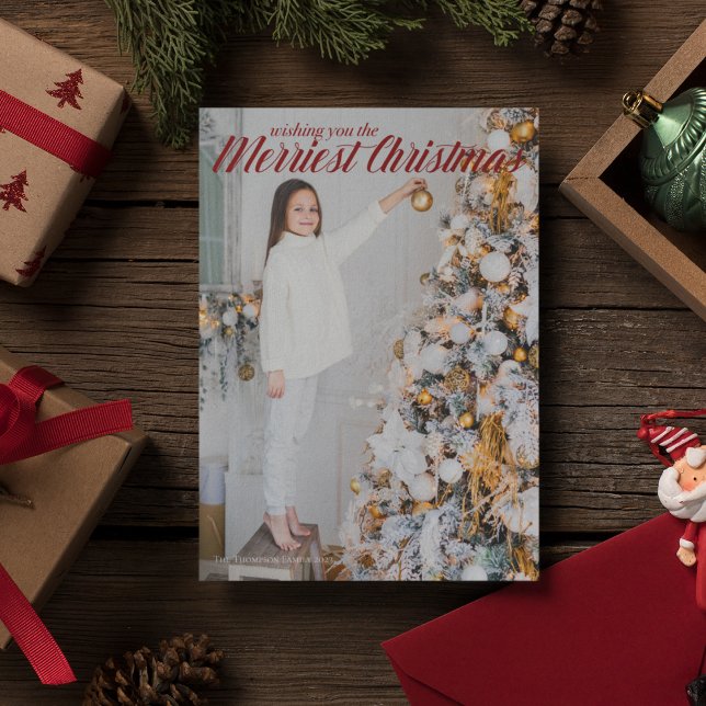 Cartão De Festividades Desejando-lhe o melhor Natal Foto Chic Red (Criador carregado)