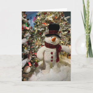 CARTÃO DE FESTIVIDADES DESEJANDO-LHE UM NATAL MUITO MISTERIOR DIZ SNOWMAN