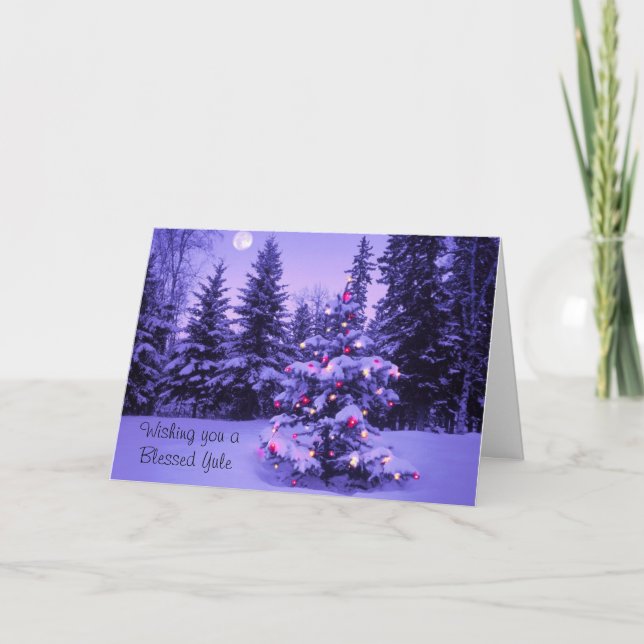Cartão De Festividades Desejando lhe um Yule abençoado (Frente)