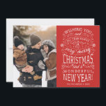 Cartão De Festividades Desejando-lhe uma foto de Natal muito feliz<br><div class="desc">Cartões de natal fotográficos movidos pela tipografia com as palavras "Desejar a você e a toda a sua família um Natal muito feliz e um maravilhoso Ano Novo".</div>