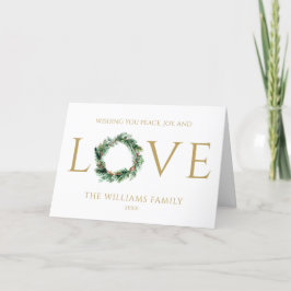 Cartão De Festividades Desejando Paz Alegria E Amor Natal em Dourado