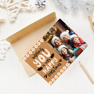 Cartão De Festividades Desejando uma foto muito feliz da família de Natal