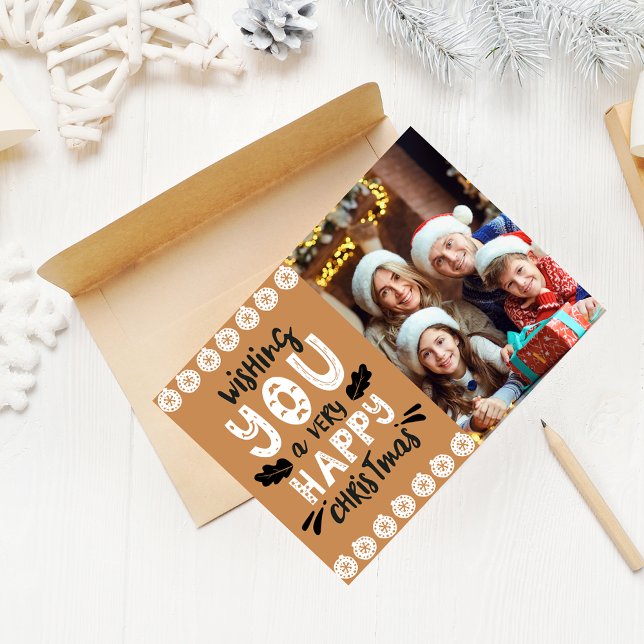 Cartão De Festividades Desejando uma foto muito feliz da família de Natal (Criador carregado)