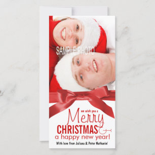Cartão De Festividades Deseje a você uma feliz foto do Casal de Natal