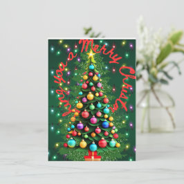 Cartão De Festividades Deseje-Lhe Uma Árvore De Natal Feliz 3D Verde