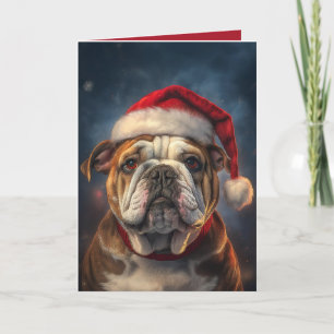 Cartão De Festividades "Desejo de Natal do Bulldog"