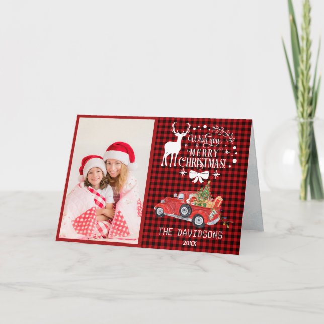Cartão De Festividades Desejo-Lhe Uma Fotografia De Natal Feliz (Frente)