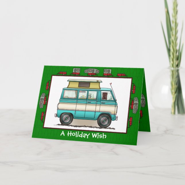 Cartão De Festividades Desejo superior do feriado do reboque do campista (Frente)
