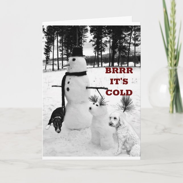 CARTÃO DE FESTIVIDADES DESEJOS AO NATAL DE "SNOWMAN FRIO (Frente)