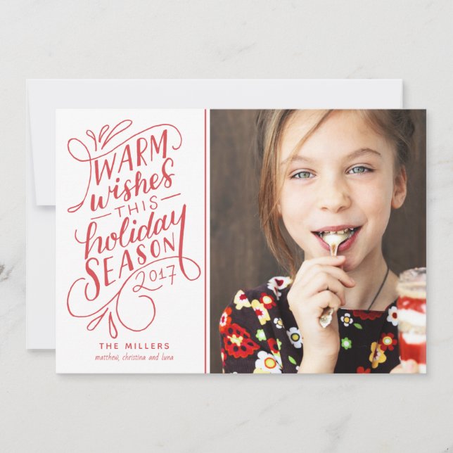 Cartão De Festividades Desejos calorosos neste feriado Mão Letrada 1-Foto (Frente)