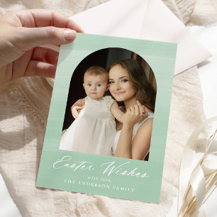 Cartão De Festividades Desejos da Páscoa de Fotografias do Arch 2 Verde d