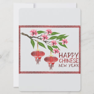 Cartão De Festividades Desejos de Ano Novo Chinês
