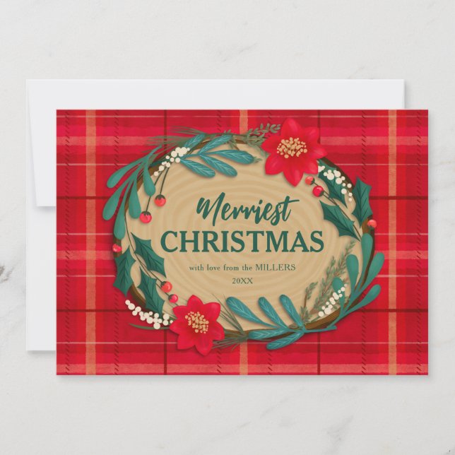 Cartão De Festividades Desejos de Fatia de Madeira (Frente)