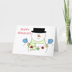 Cartão De Festividades DESEJOS DE FÉRIAS QUENTES DE UM BONECo DE NEVE FRI