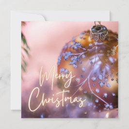 Cartão De Festividades Desejos de Natal num fundo de ornamento cor-de-ros