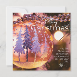 Cartão De Festividades Desejos de Natal num fundo de ornamento cor-de-ros