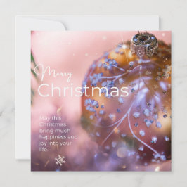 Cartão De Festividades Desejos de Natal num fundo de ornamento cor-de-ros