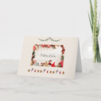 Cartão De Festividades Desejos de Natal Rústico com Texto Personalizável
