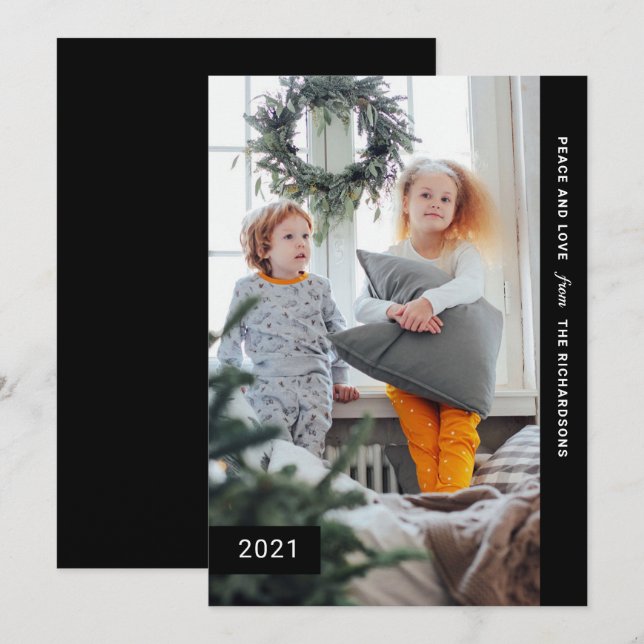 Cartão De Festividades Desejos Festivos | Foto Moderna (Frente/Verso)