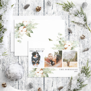 Cartão De Festividades Desejos mais quentes Cotton Winter Greenery Foto H