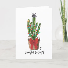 Cartão De Festividades Desejos Quentes Aquarela Cacto Planta de Casa Nata