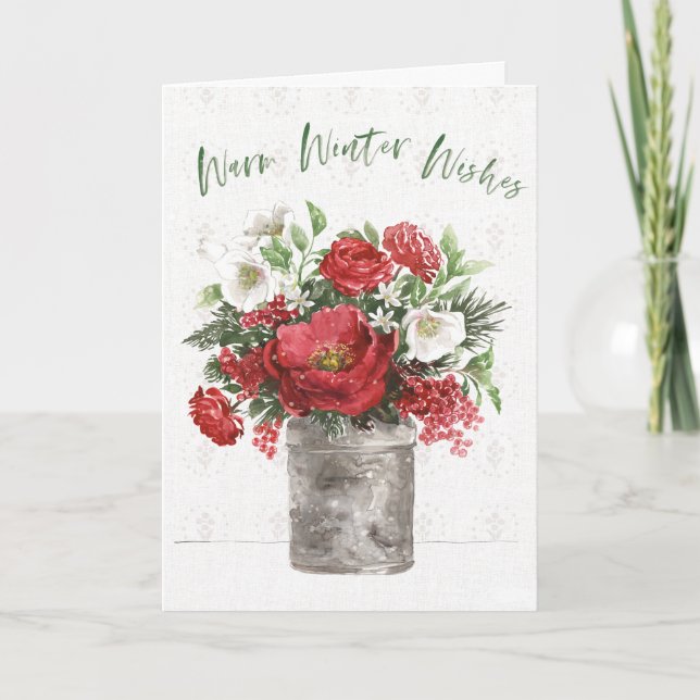 Cartão De Festividades Desejos Quentes de Inverno (Frente)