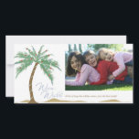 Cartão De Festividades Desejos Quentes de Natal, Palm Tree Beach<br><div class="desc">Mande desejos calorosos neste feriado,  apenas mude a foto e adicione seu nome de família!</div>