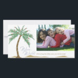 Cartão De Festividades Desejos Quentes de Natal, Palm Tree Beach<br><div class="desc">Mande desejos calorosos neste feriado,  apenas mude a foto e adicione seu nome de família!</div>