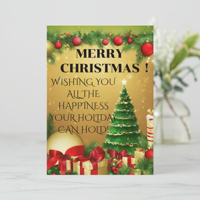 Cartão De Festividades "Desejos Quentes por um Natal Feliz!" (Em pé/Frente)